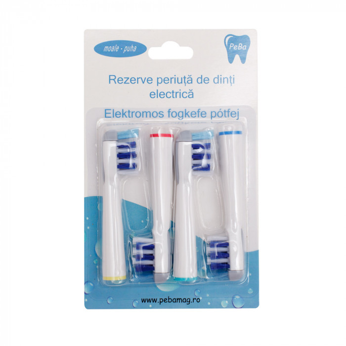 Rezerve periuta de dinti electrica Pebadent Trizone, compatibil cu Oral-B, 4 buc