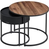 VASAGLE Set 2 masute cafea, cu blat detasabil si spatiu de depozitare ascuns, 45x45x42 cm, culoare nuc Household NewTrend