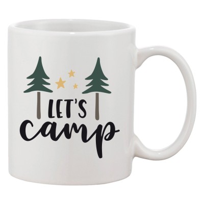 Cana alba personalizata &amp;#039;Let&amp;#039;s camp&amp;#039;, ceramica, INOVATIX&amp;reg;. 330 ml foto