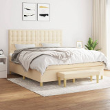 VidaXL Pat box spring cu saltea, crem, 160x200 cm, material textil 3137490