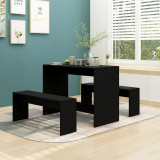 VidaXL Set mobilier de bucătărie, 3 piese, negru, PAL