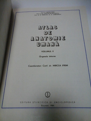 ATLAS DE ANATOMIE UMANA - Mircea Ifrim - volumul 2 foto