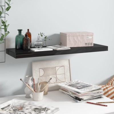 vidaXL Raft perete suspendat, negru extralucios, 80x23,5x3,8 cm, MDF foto
