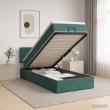 Cumpara ieftin Pat ottoman cu saltea Verde inchis 80 x 200 cm Catifea