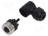 Conector M12 mufă mamă 5 pini 4A 30V IP67 &icirc;n unghi pe cablu Lutronic
