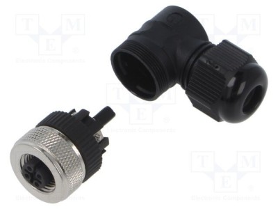Conector M12 mufă mamă 5 pini 4A 30V IP67 &amp;icirc;n unghi pe cablu Lutronic foto