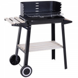 Outsunny Gril cu Carbune Barbecue Picnic Inaltime Reglabila Negru 87x 45 x 83 cm | Aosom Romania
