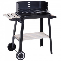 Outsunny Gril cu Carbune Barbecue Picnic Inaltime Reglabila Negru 87x 45 x 83 cm | Aosom Ro