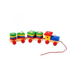 Trenulet din lemn cu forme geometrice de potrivire, 22 piese, MWZ3055