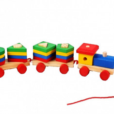 Trenulet din lemn cu forme geometrice de potrivire, 22 piese, MWZ3055