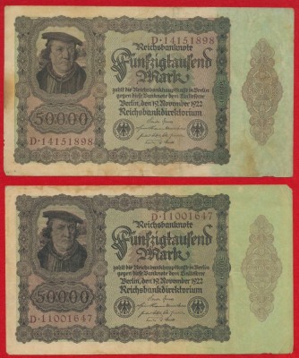 2 Reichsbanknote 50 000 Mark din 19 noiembrie 1922 foto