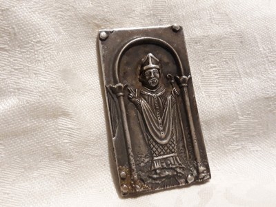 argint MEDALION SFANTUL ZENO de VERONA MASIV OPULENT de colectie UNIC VECHI foto