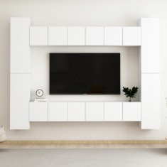 vidaXL Set dulapuri TV, 10 piese, alb, lemn prelucrat foto