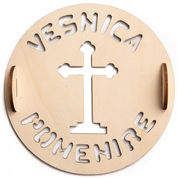 Forma pentru ornat coliva, Vesnica Pomenire, lemn, 18 cm