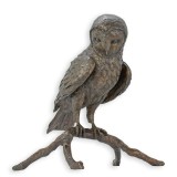 Bufnita pe o creanga-statueta din bronz TBB-106