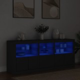 vidaXL Servantă cu lumini LED, negru, 162x37x67 cm