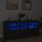 vidaXL Servantă cu lumini LED, negru, 162x37x67 cm