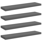 Cumpara ieftin Rafturi de perete, 4 buc., gri extralucios, 90x23,5x3,8 cm, MDF