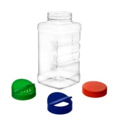 Pet borcan patrat din plastic 1 litru + capac