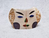 Vtg Vaza ceramica Glazurata Lucrata manual CHINA &#039;70s Arta Asia chip fata