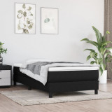 VidaXL Pat box spring cu saltea, negru, 90x190 cm, textil