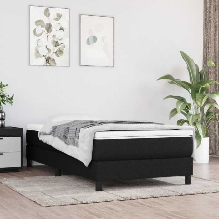 Gossi pat box spring cu saltea, negru, 100x200 cm, textil
