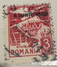 Timbre Romania Timbru Supratipar 3 lei 8 iunie 1930