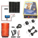 Kit pachet gard electric 12 Joule 12 220V panou solar 500m 500 izolatori (BK87122-500-02-30w)