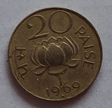 Moneda India 20 paise 1969, Asia