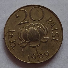 moneda India 20 paise 1969