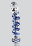 Dildo Sticla G-Spot Justforme GLASS WORXX 18cm, Albastru Transparent, Texturat, Jucarie Sexuala Premium, Adulti