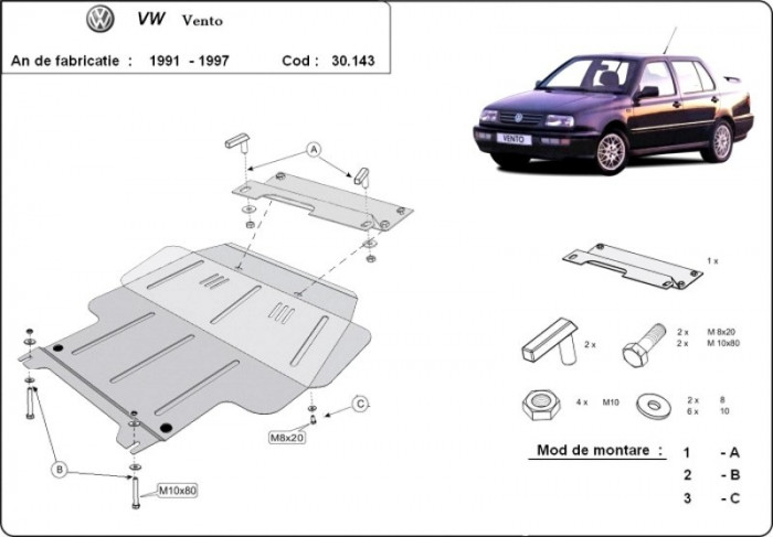 Scut motor metalic VW Vento 1992-1998