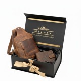 Set Cadou Barbati TomChest: Borseta GreenWood Crossbody + Portofel de Piele Green Deed