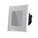 Cumpara ieftin Intrerupator touch Luxion 500W din sticla cu rama aluminiu, gri