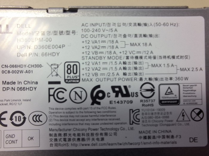 Dell Optiplex 6+4 Pin Power Supply 360W gaming 6 pin,compatible 1/2CPU