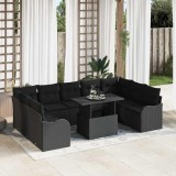 VidaXL Set de canapele pentru grădină 10 pcs Negru 100 x 55 x 73 cm
