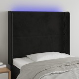 Gossi tablie de pat cu led, negru, 103x16x118/128 cm, catifea