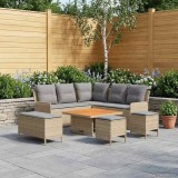 vidaXL Seturi de mobilier cu pernă 7 pcs Beige și gri deschis Ratan PE 3422212