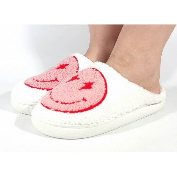 Papuci de casa crem cu rosu, veseli, usori, caldurosi - model 106352