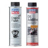 Pachet aditiv Ulei Liqui Moly cu MoS2 300 ml si solutie Liqui Moly spalare motor Engine Flush 300 ml