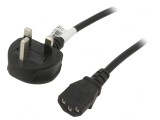Cablu de alimentare 1,5m negru 3x0,5mm2 BS 1363 la IEC C13, Akyga
