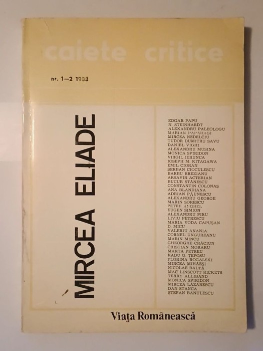 Caiete critice nr. 1-2/ 1988: Mircea Eliade
