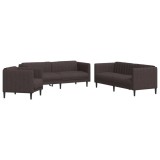 Cumpara ieftin Set canapele, 3 piese, maro inchis, material textil