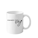 Cana din ceramica haioasa, cu mesaj inspirational/motivational, alba, 330 ml, model Remember your WHY
