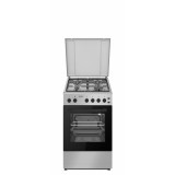 Aragaz Heinner HFSC-S60LITGSL, 4 arzatoare, 50x60cm, aprindere electrica, grill, Argintiu