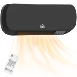 HOMCOM Aerotermă Electrică de Perete cu Telecomandă și Timer 12h, Negru | Aosom Romania