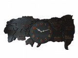 Ceas de perete in forma de harta,78 cm, Negru, RC8456AB