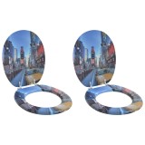 vidaXL Capacul de toaletă 2 pcs Gri 44 x 38 cm Placă MDF 3414549