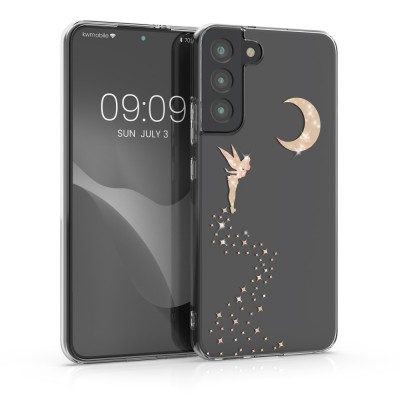 Husa Kwmobile pentru Samsung Galaxy S22 Plus, Silicon, Transparent/Auriu, 58795.01 foto