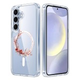 Husa pentru samsung galaxy s25 plus, atasare magnetica, magsafe, pink wreath 17, clear